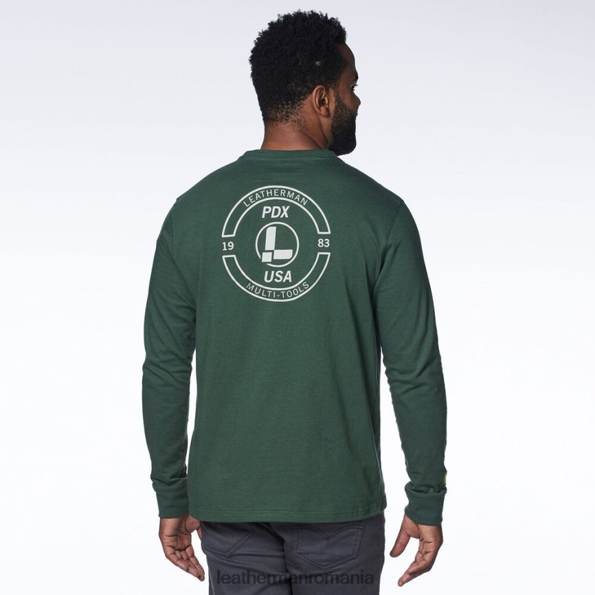 Leatherman tricou cu mânecă lungă cu ștampila mărcii verde îmbrăcăminte JVJ80X92 - Image 2